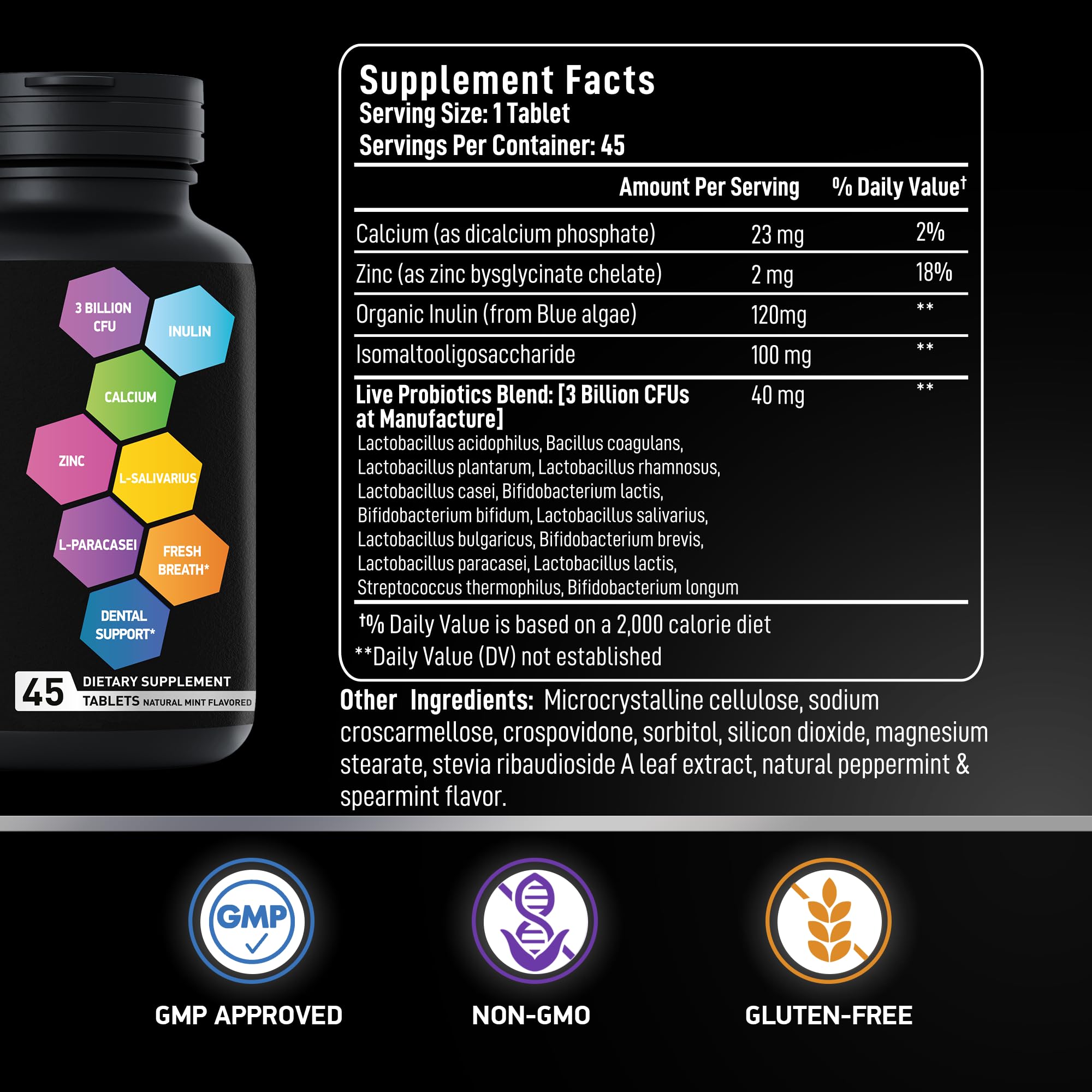 Bad breath relief concept with dental probiotic tablets