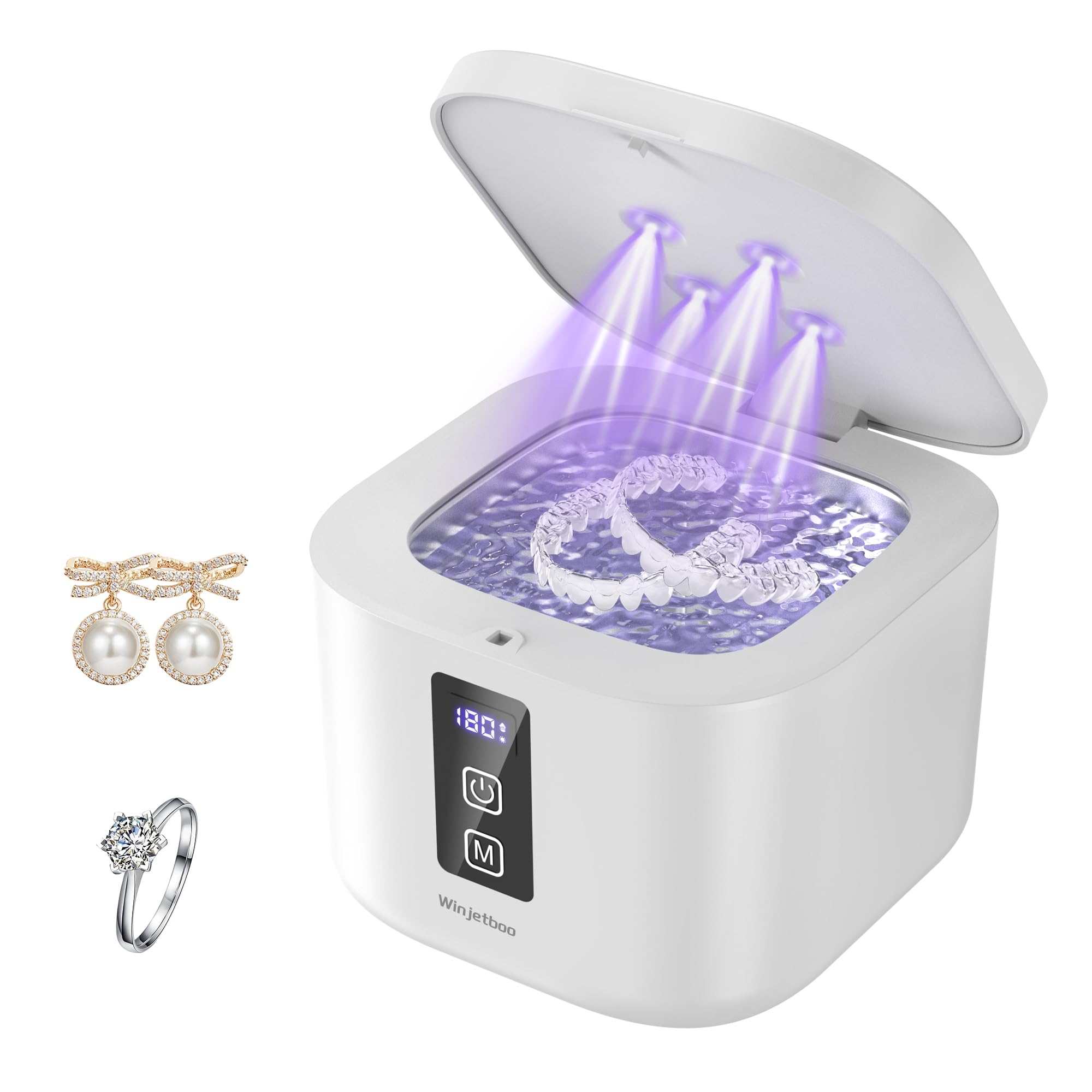 Dental ultrasonic retainer cleaner machine with 375ml capacity on countertop