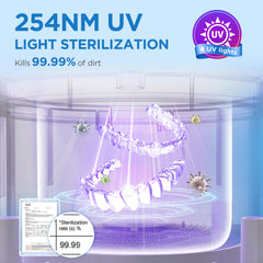 Inside view with four UV lights during operation