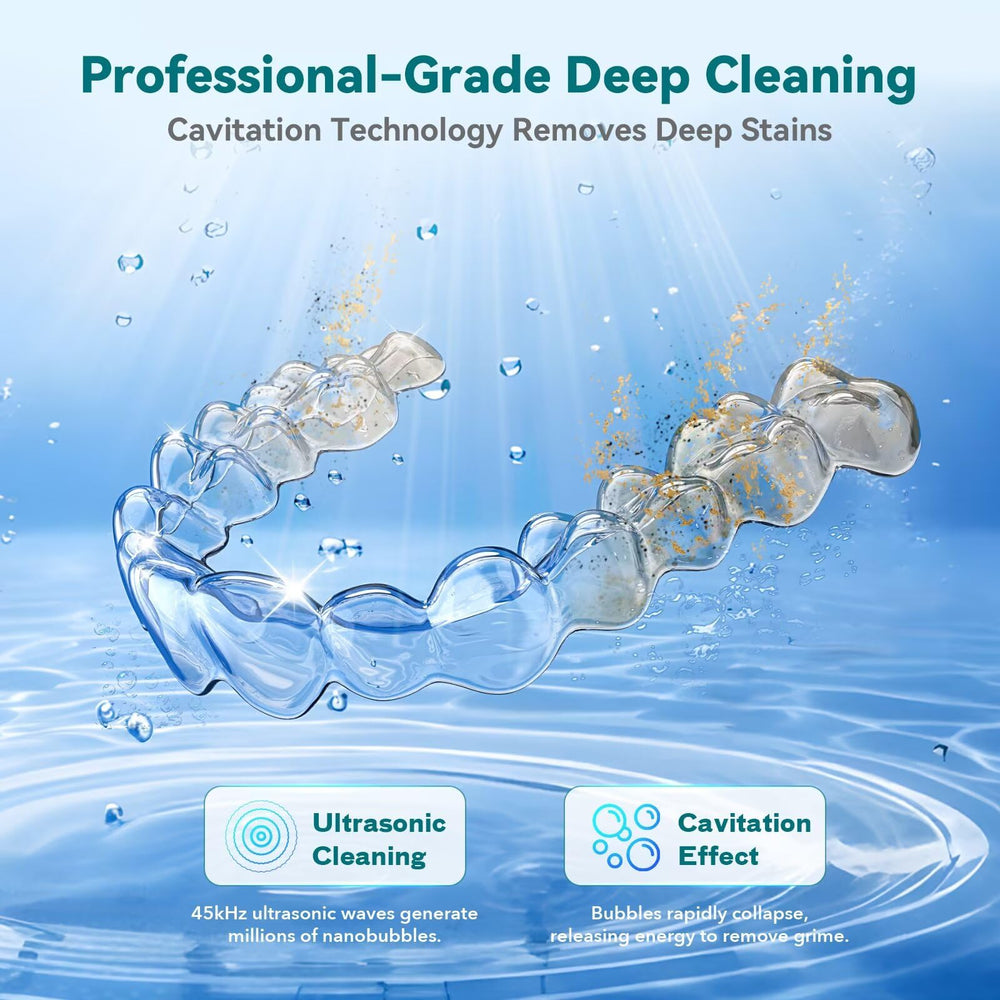 UV-C light array inside the cleaner for dental appliances