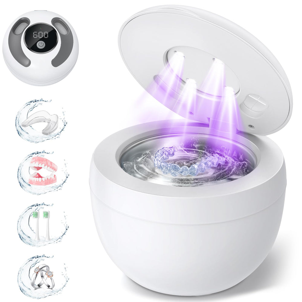 White exterior of dental ultrasonic retainer cleaner