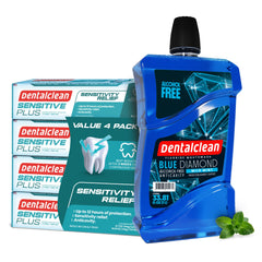 Dentalclean alcohol-free mouthwash Blue Diamond Mint bottle, 33.8 fl oz
