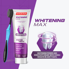 Close-up of toothpaste gel with blue whitening beads