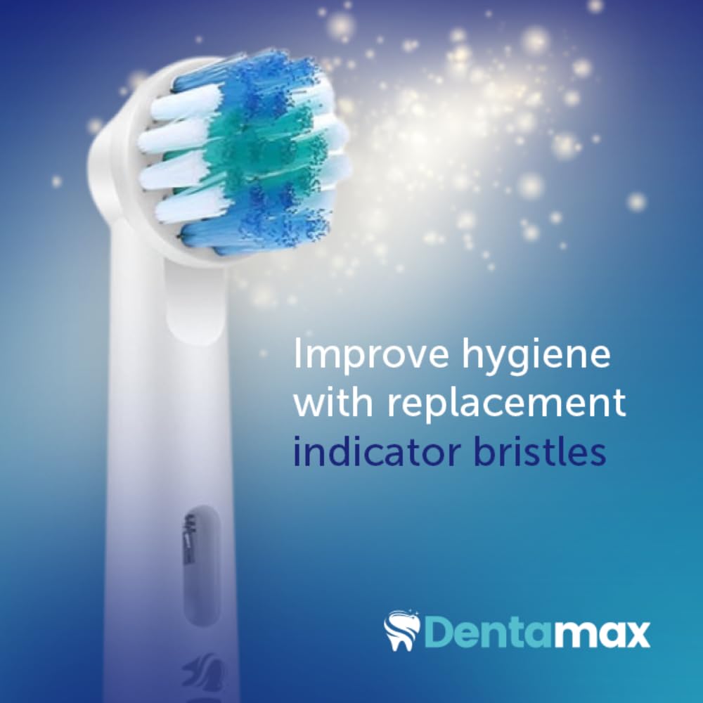 Close-up of blue indicator bristles on DENTAMAX replacement heads