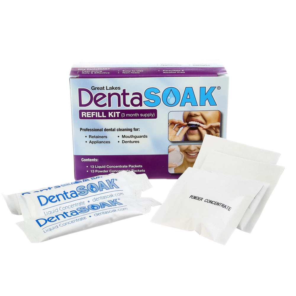 DentaSOAK Refill Kit – 3 Month Mint-Scented Cleaner for Mouthguards, Retainers, Dentures and Appliances