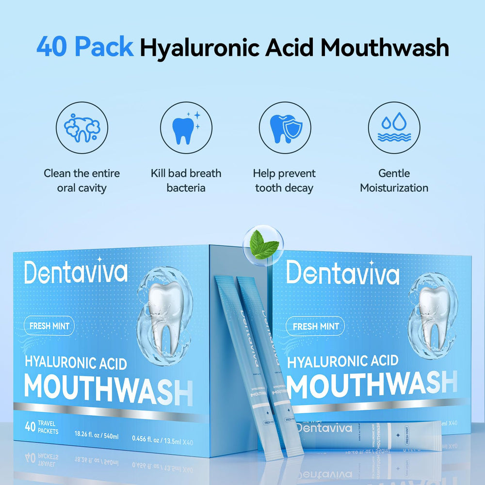 Close-up of DentaViva 40-pack travel strips