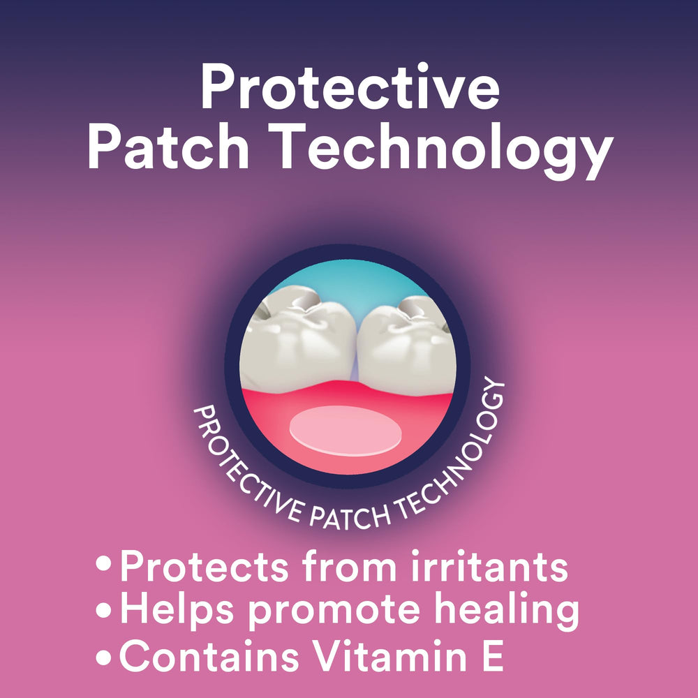 Applying a DenTek Canker Relief patch to a sore