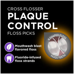 2x Cross Floss design curves around teeth for better cleaning