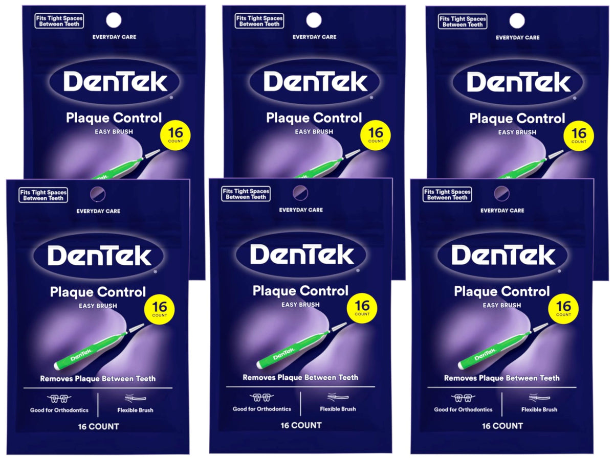 Dentek Easy Brush Cleaners Extra Tight Spaces 16 Count 6 Pack box