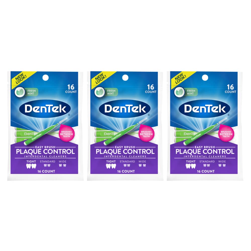 DenTek Easy Brush Fresh Mint Tight Interdental Cleaners 16-count Pack of 3 - product image