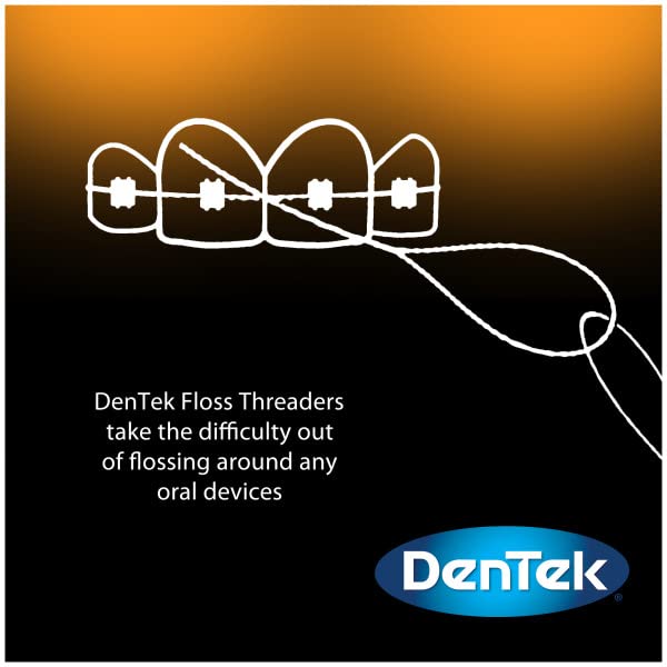 Using a floss threader to thread floss under braces