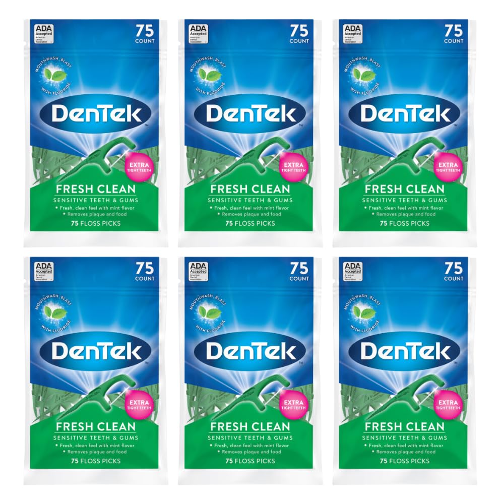 DenTek Fresh Clean Floss Picks box with six packs