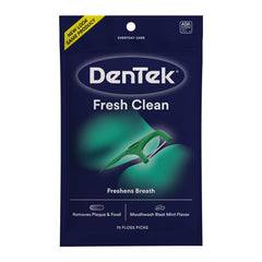Silky floss on DenTek Fresh Clean Floss Picks for extra tight teeth