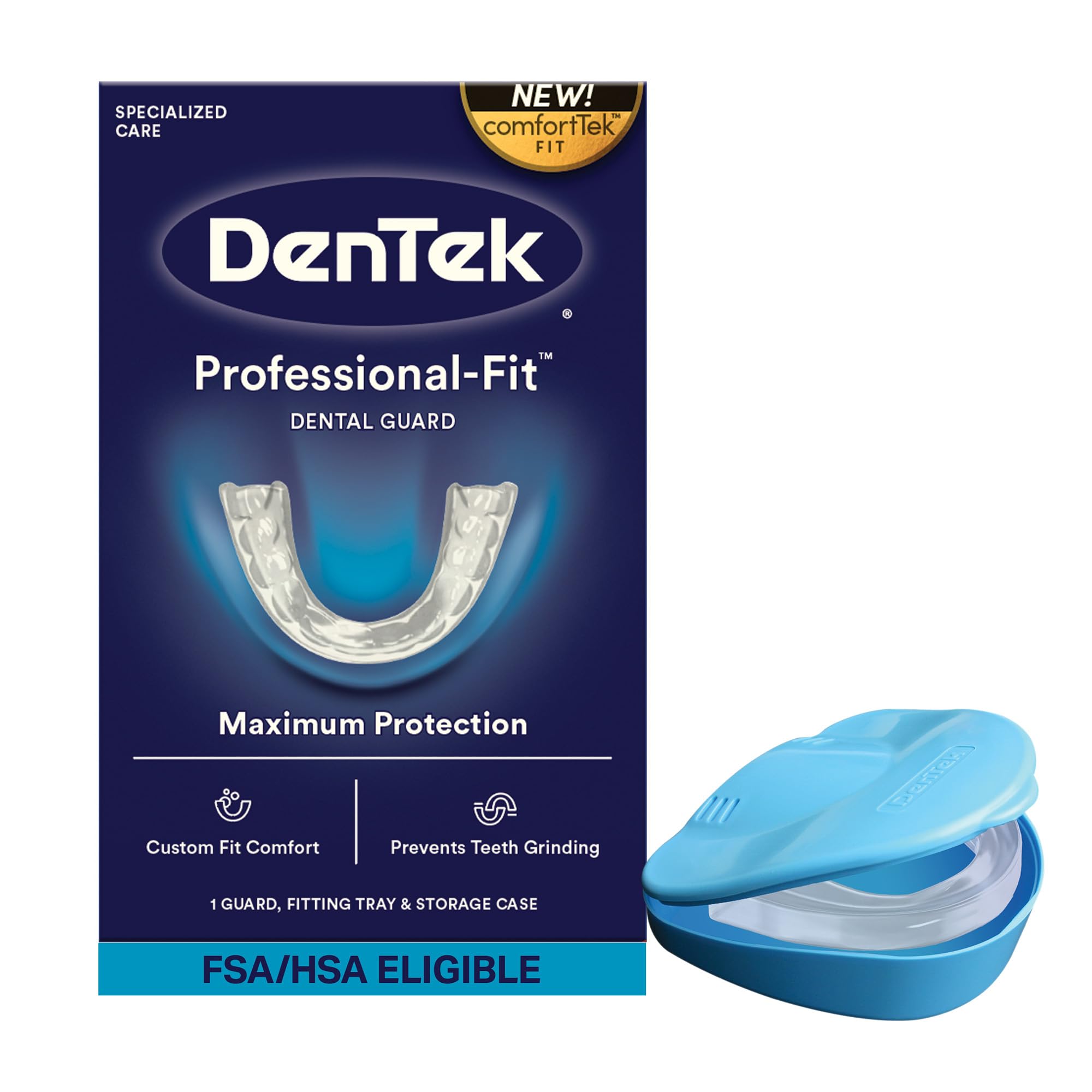 DenTek professional-fit dental guard on front and back teeth