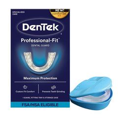 DenTek professional-fit dental guard on front and back teeth