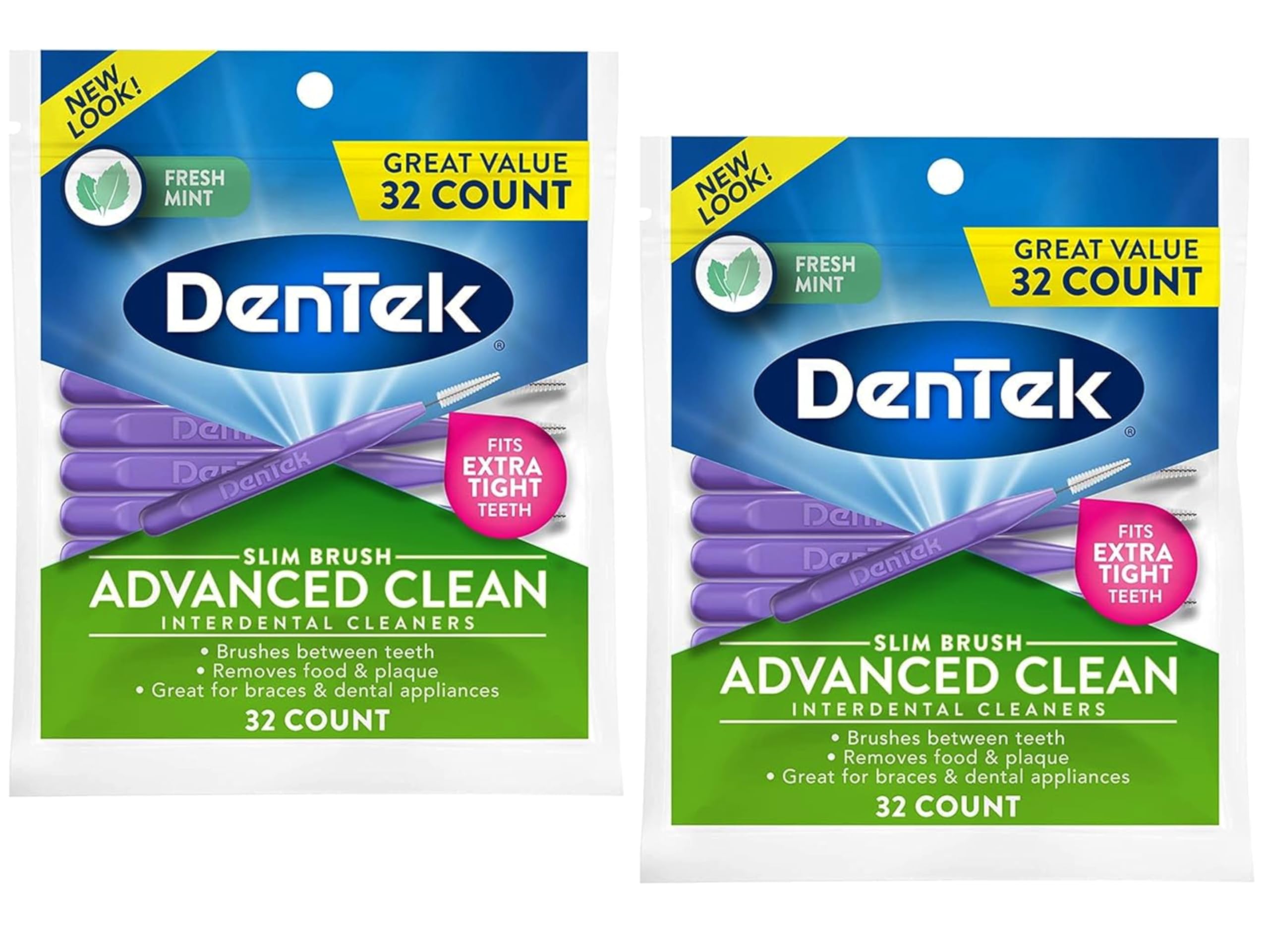 DenTek Slim Brush Interdental Cleaners 32-pack two-pack box