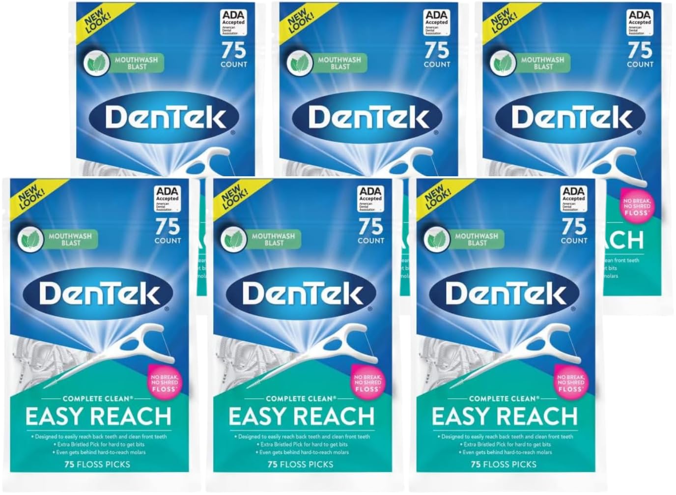 Box of DenTek Complete Clean Easy Reach floss picks (Pack of 6)