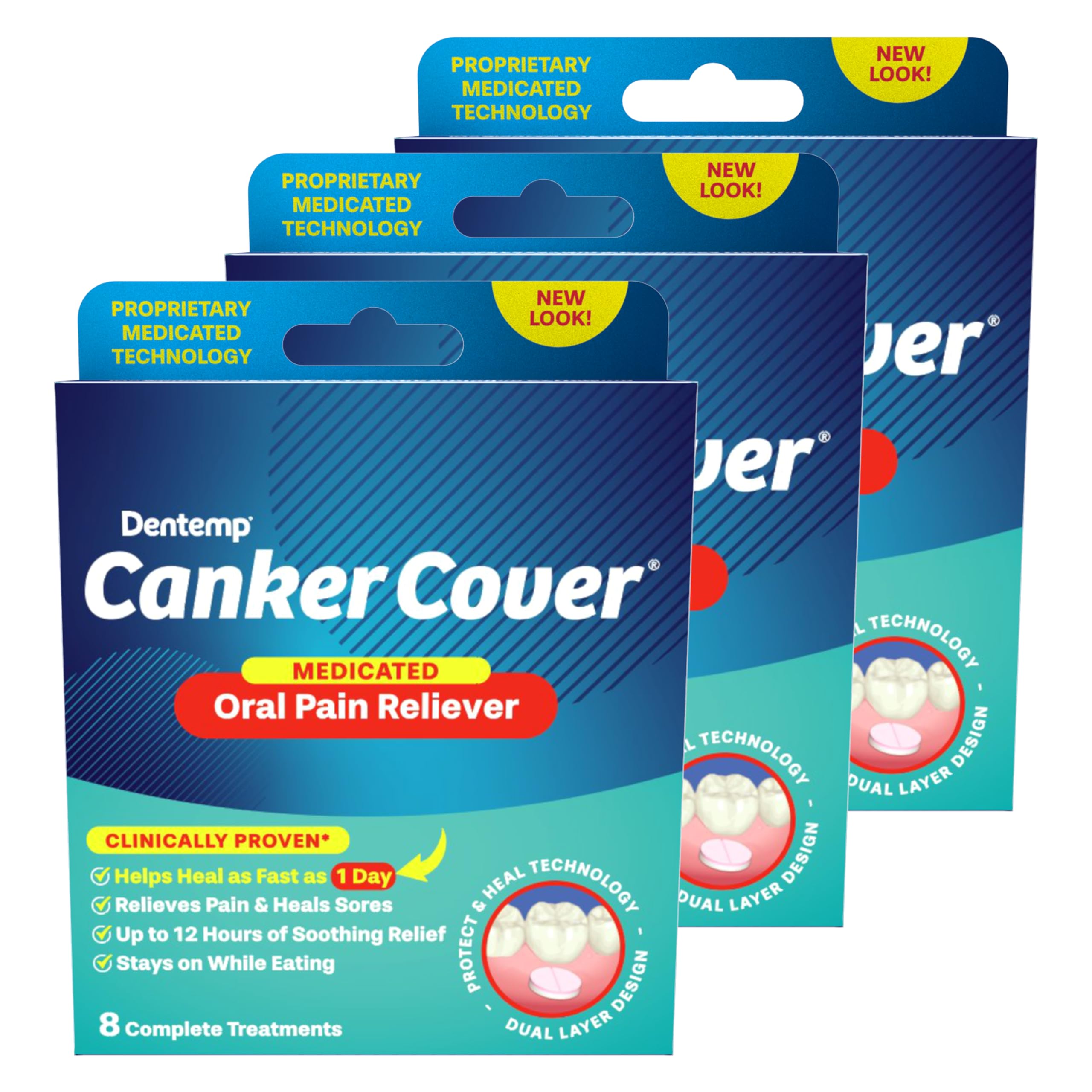 Dentemp Canker Cover packaging with six mint-flavored patches