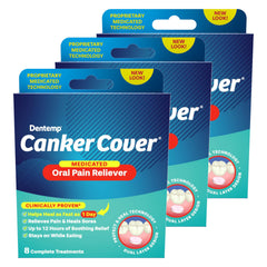 Dentemp Canker Cover packaging with six mint-flavored patches