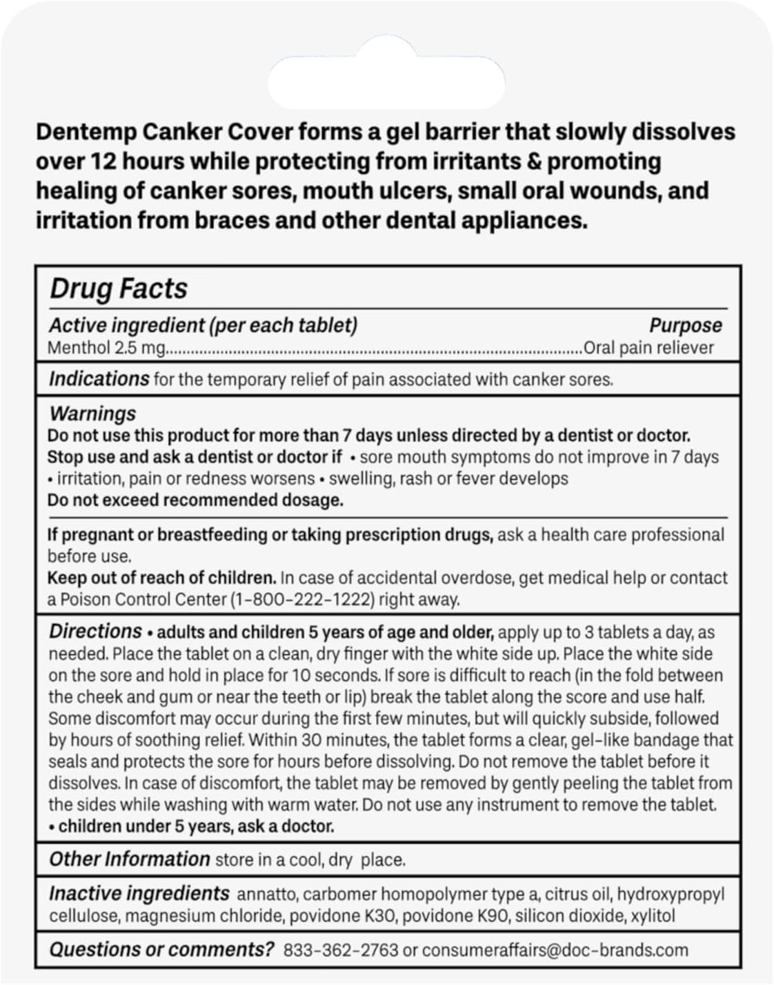 Adult oral care product for canker sores and mouth irritation