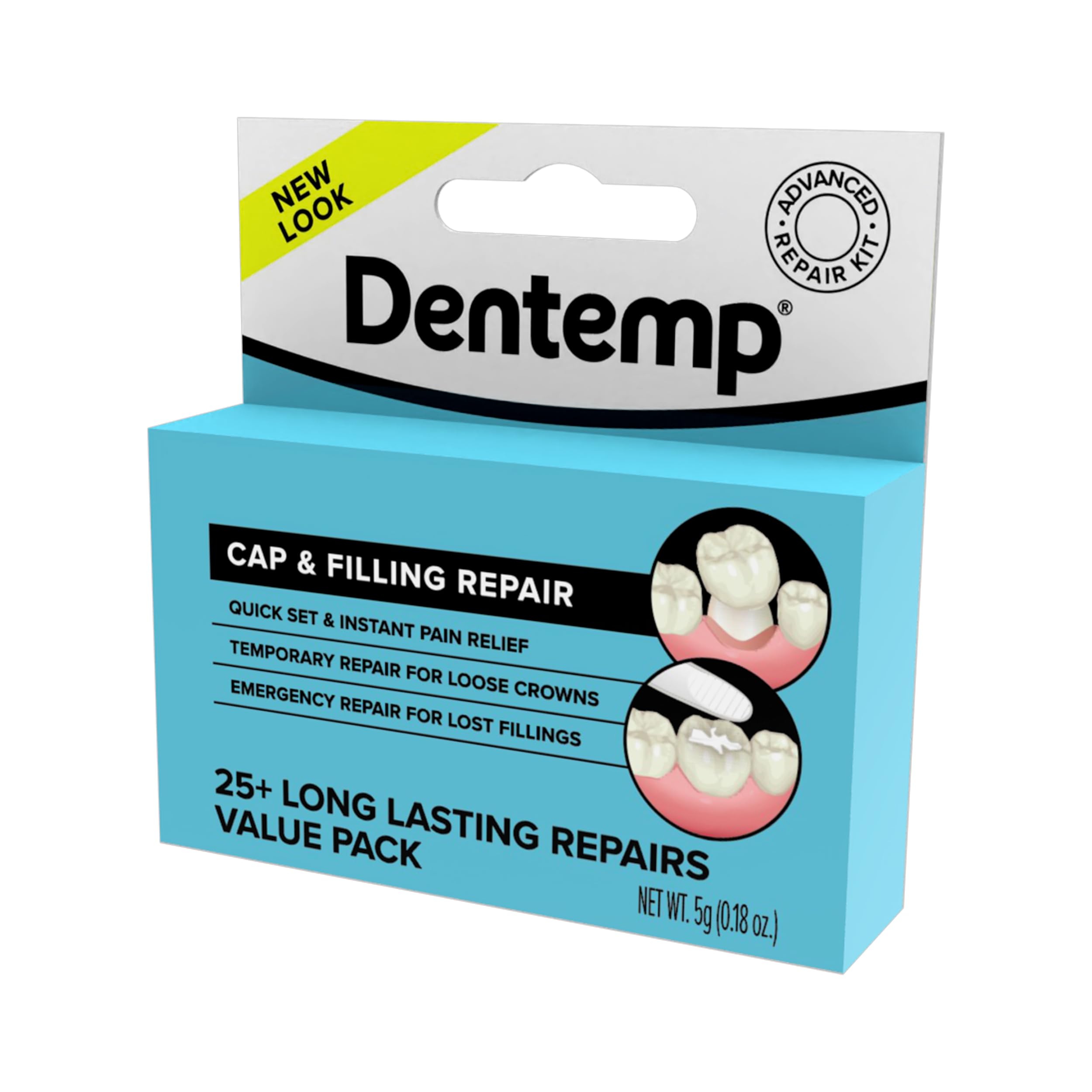 Dentemp loose-cap repair kit with applicator