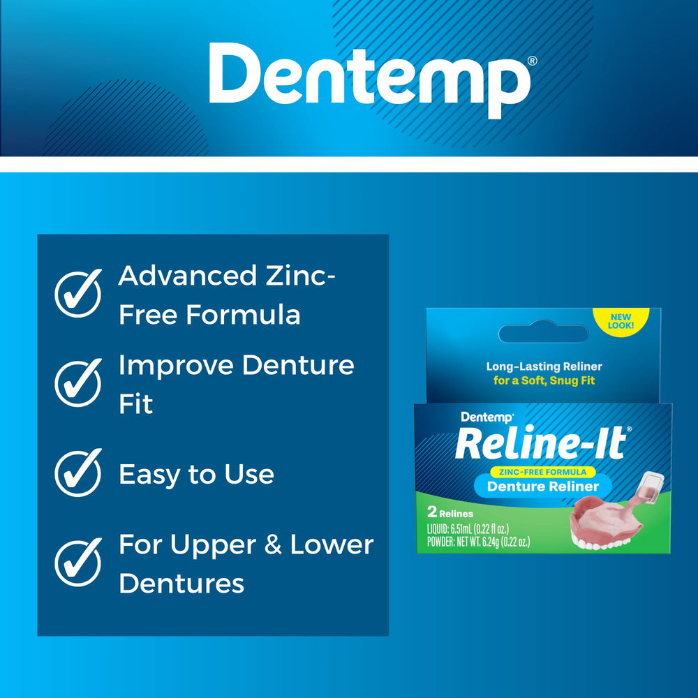 Illustration of Dentemp multi-pack for upper and lower dentures