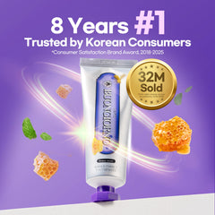 Three-pack Honey Mint toothpaste tubes shown together