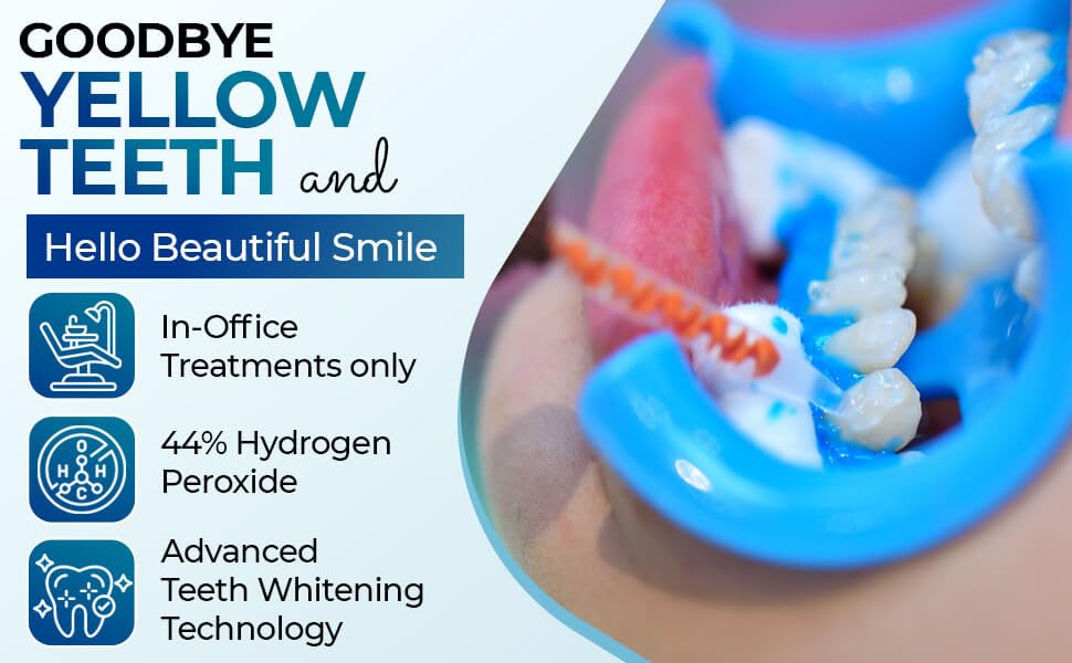 Dentist preparing teeth whitening kit in a clinic