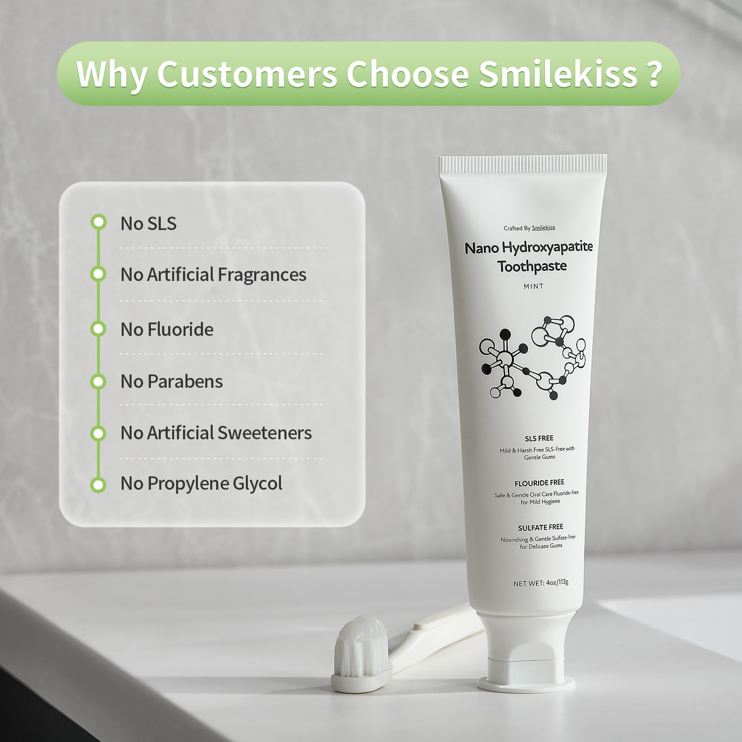 Dentist-recommended fluoride-free toothpaste packaging
