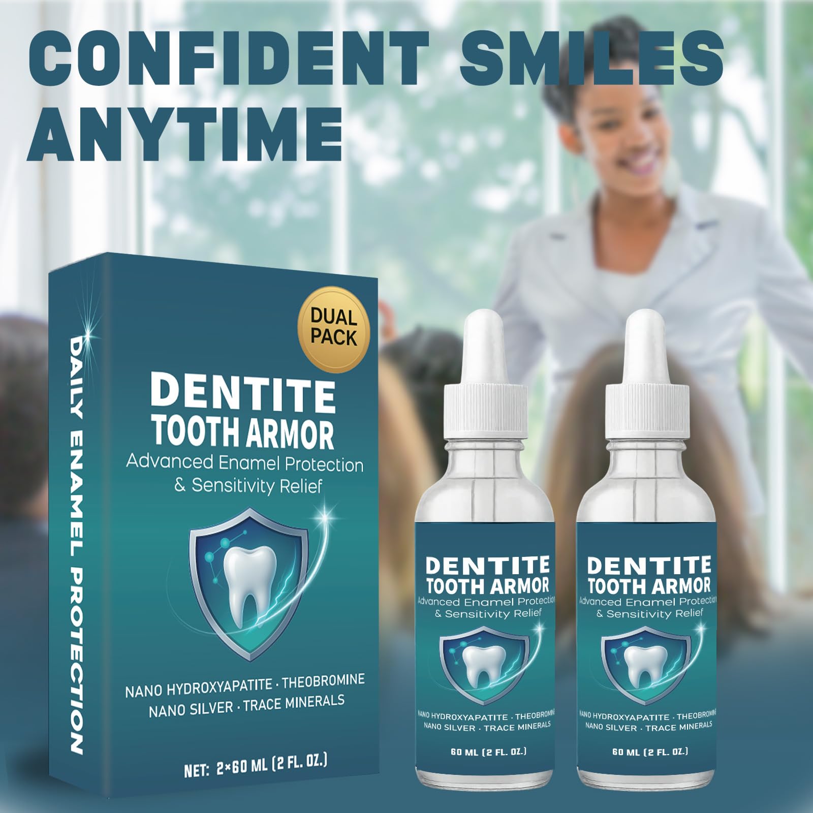 Bright smile after using Dentite Tooth Armor