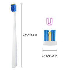 Close-up of U-shaped soft bristles for braces cleaning