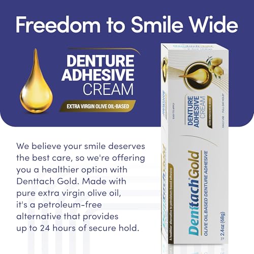Applying Denttach Gold olive oil-based denture adhesive