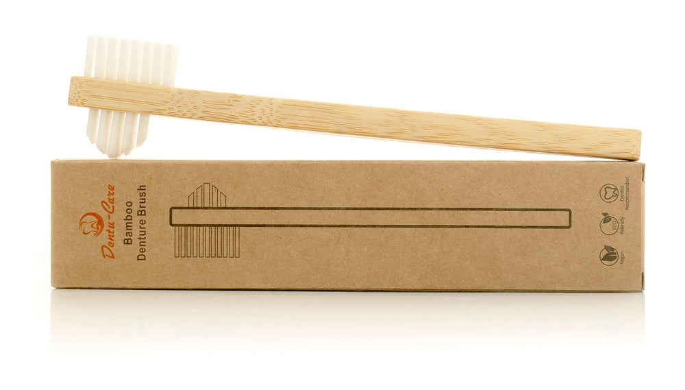 Ergonomic bamboo denture brush design