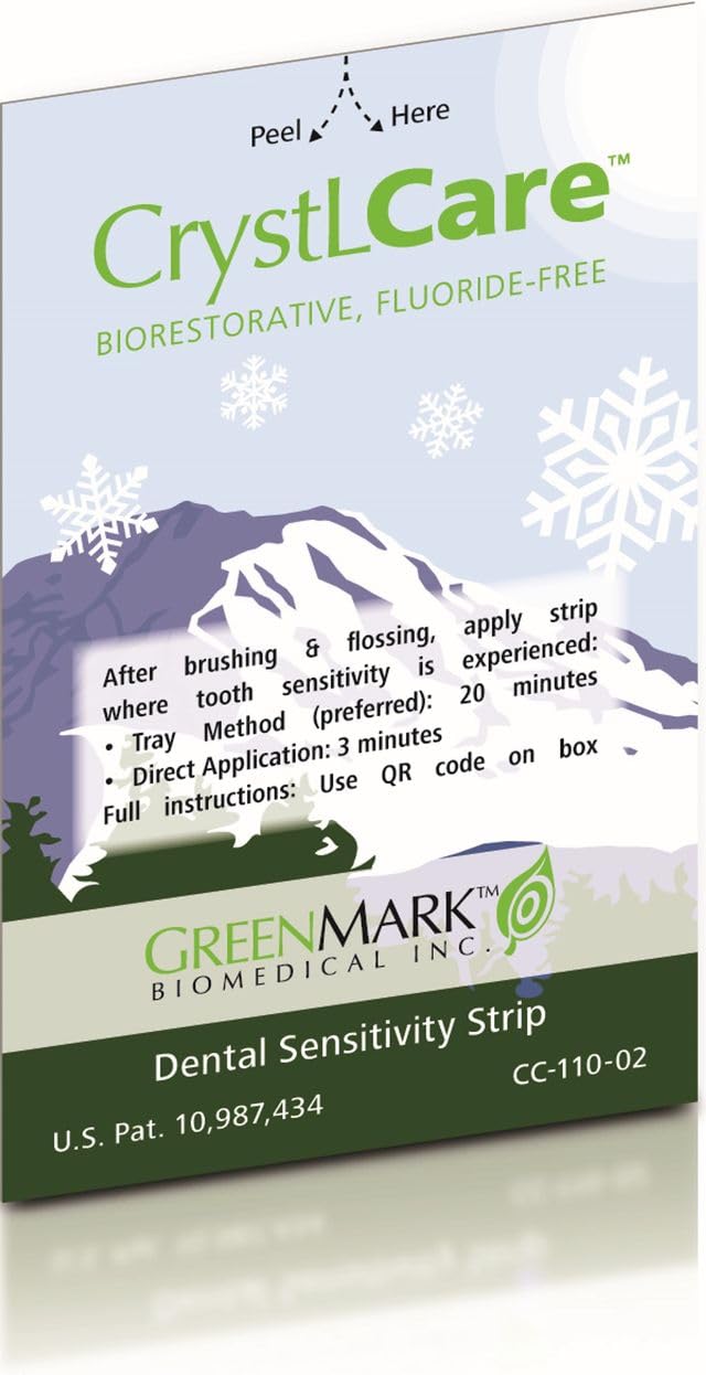 Box packaging for Dentulu CrystLCare Biorestorative Fluoride-Free Dental Strips