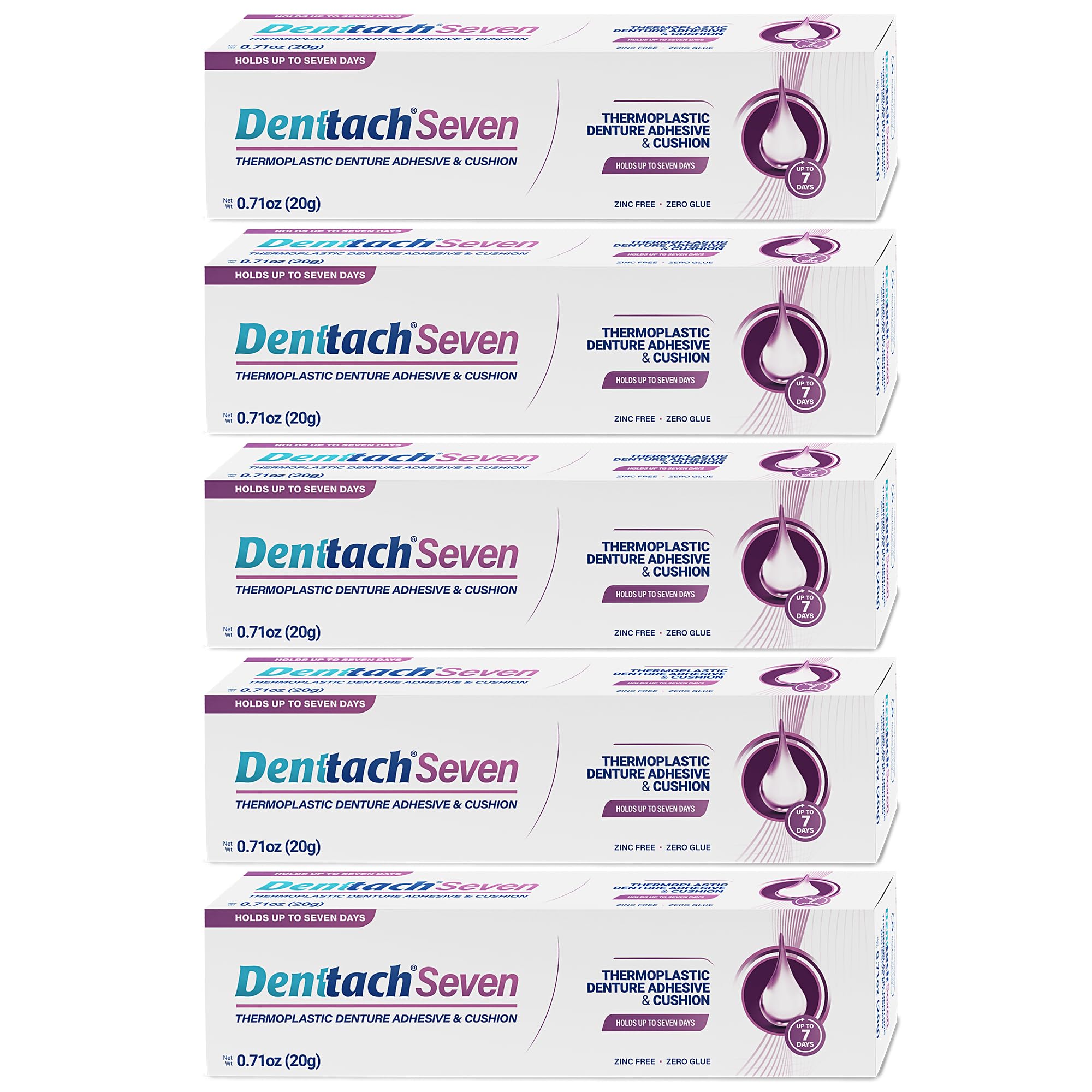 Denture adhesive tube with packaging showing thermoplastic cushion reliner