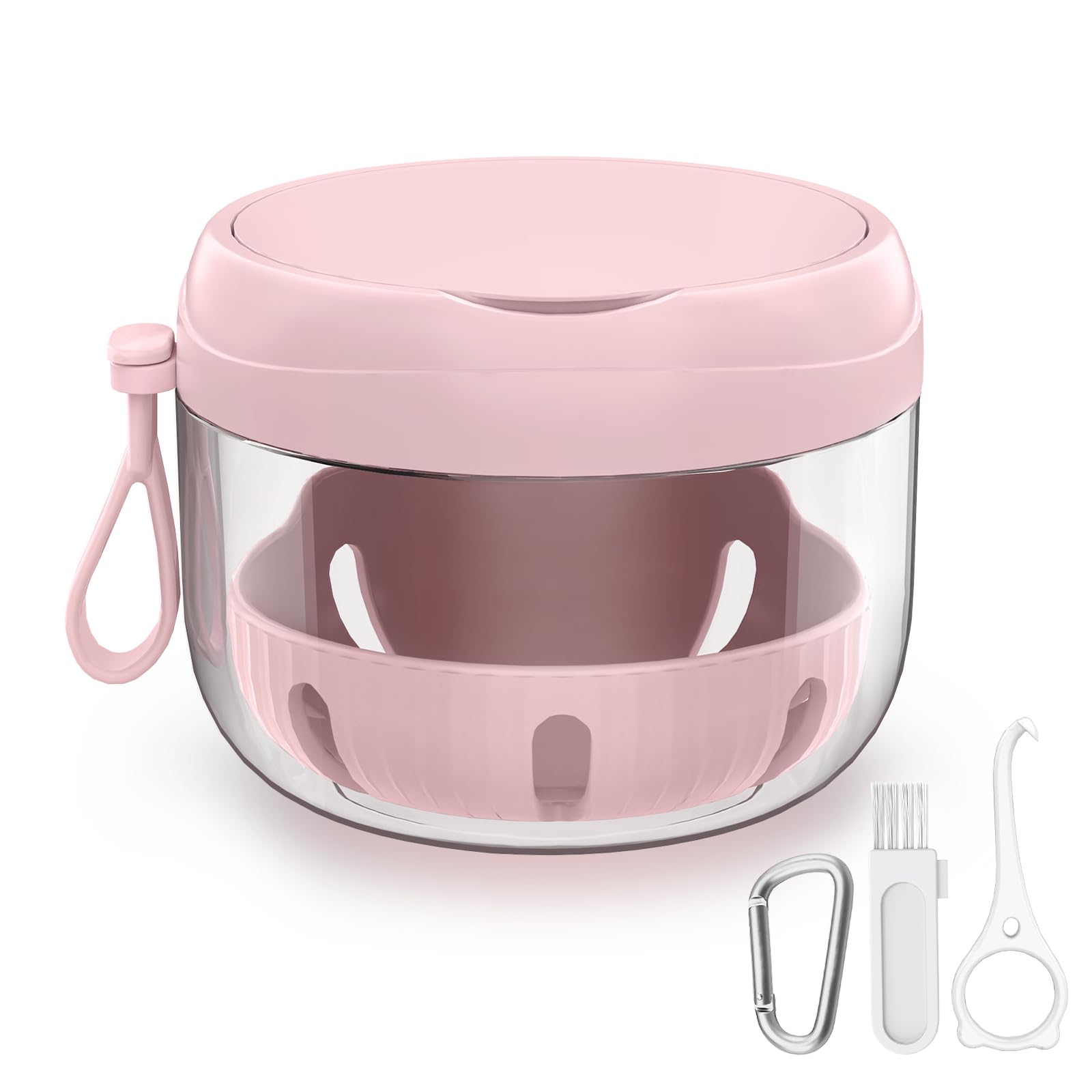 Compact denture bath box with portable size and strap
