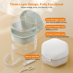 Compact lightweight denture case sized for travel