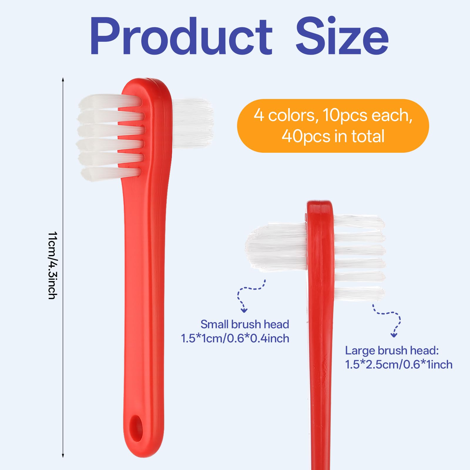 Close-up of dual-head denture brush cleaning denture surface