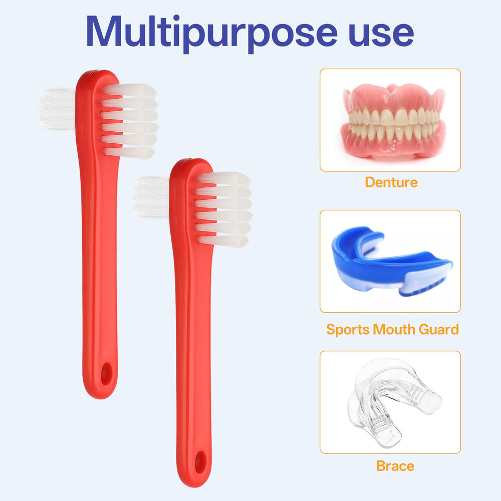Large brush head designed for cleaning denture surfaces