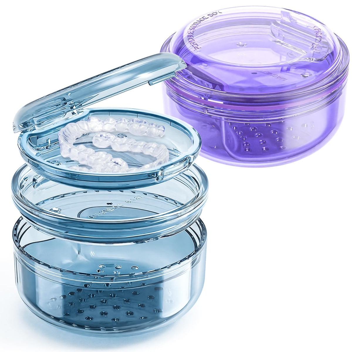 2-in-1 denture case with dual-layer design and magnetic connection