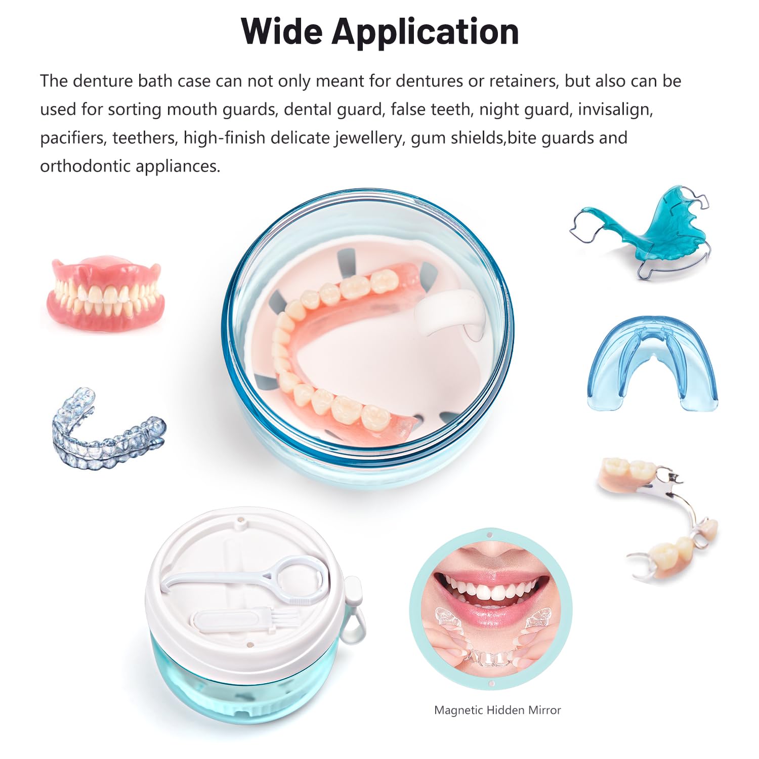 Inside view showing storage space for dentures and tools