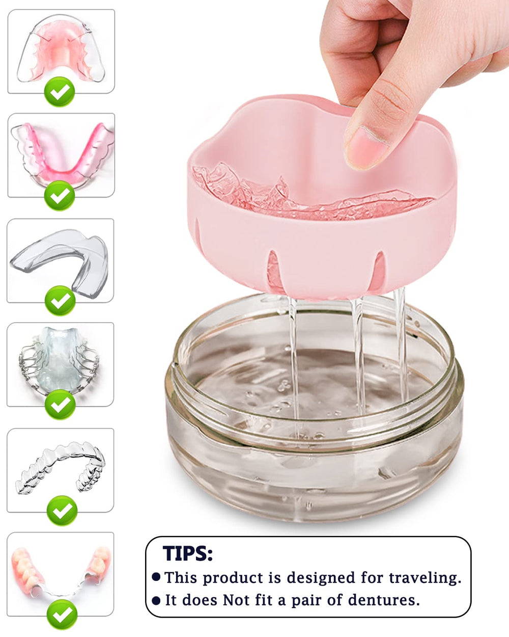 Compact denture cup size 3.74 x 3.74 x 2.17 inches