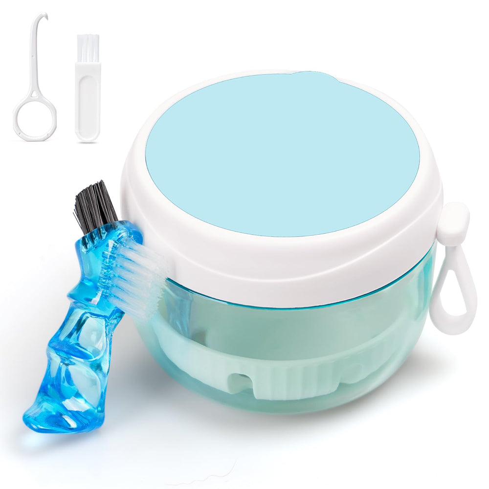 Denture case travel cup with leakproof design