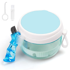 Denture case travel cup with leakproof design
