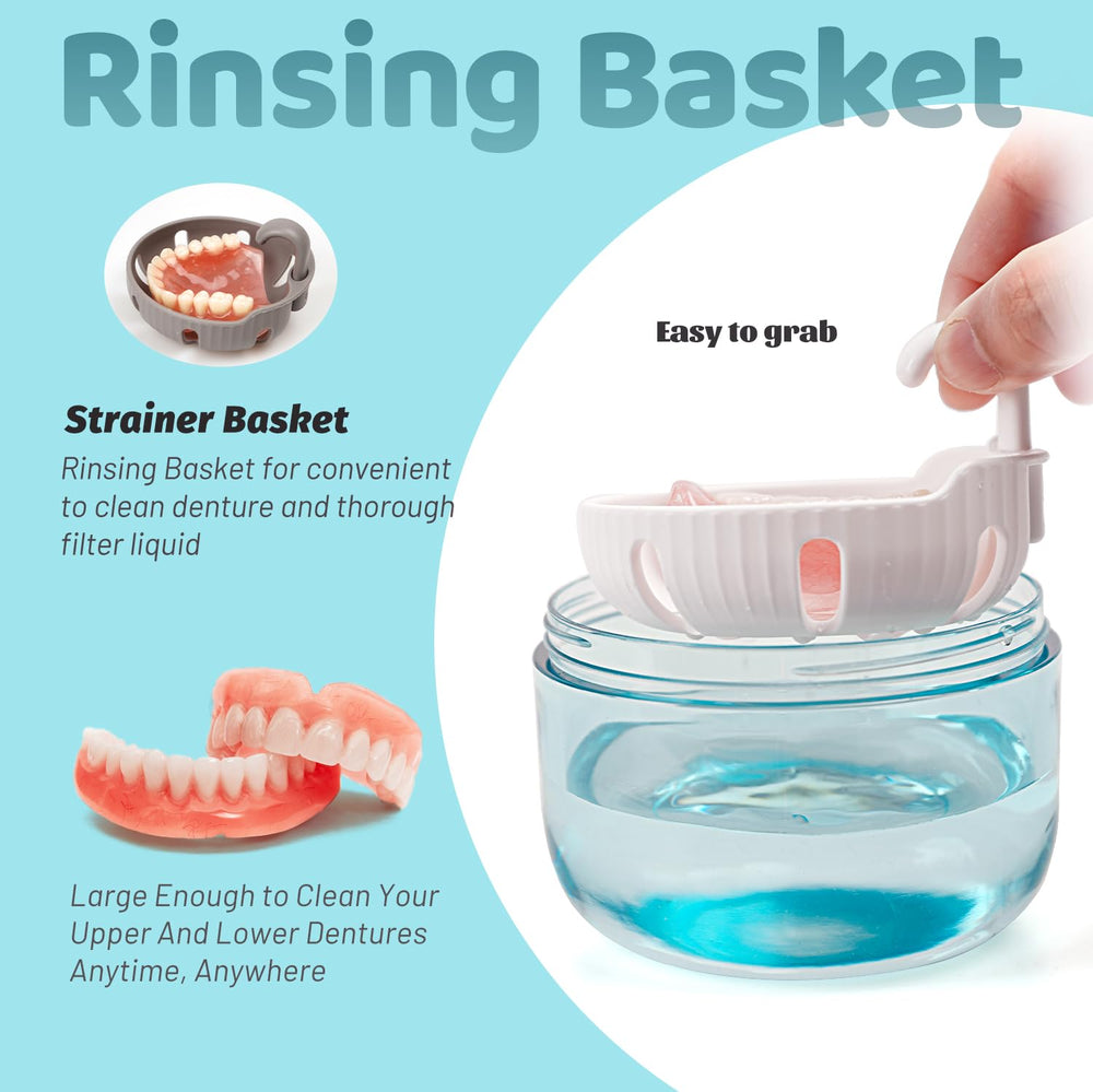 Front view of leak-proof denture case with lid
