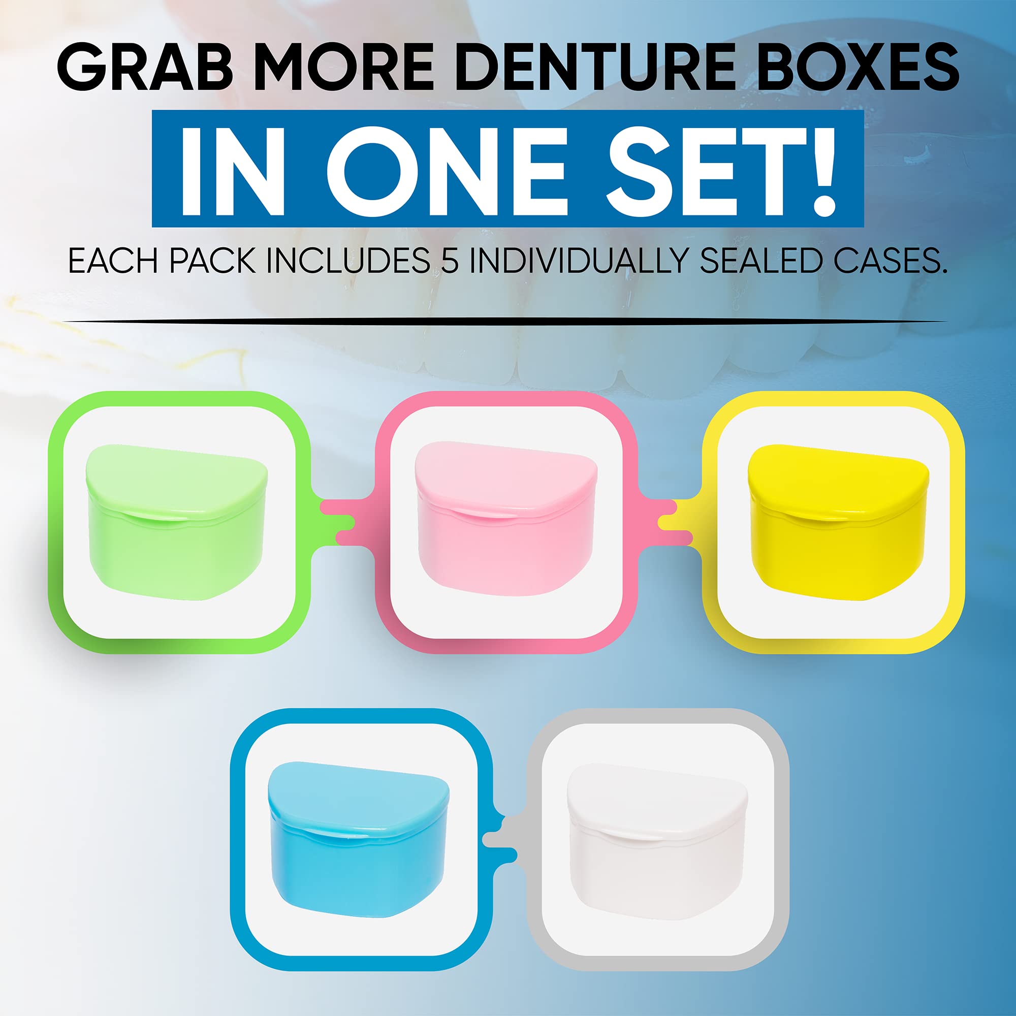 Denture case in pink from the 5 color pack