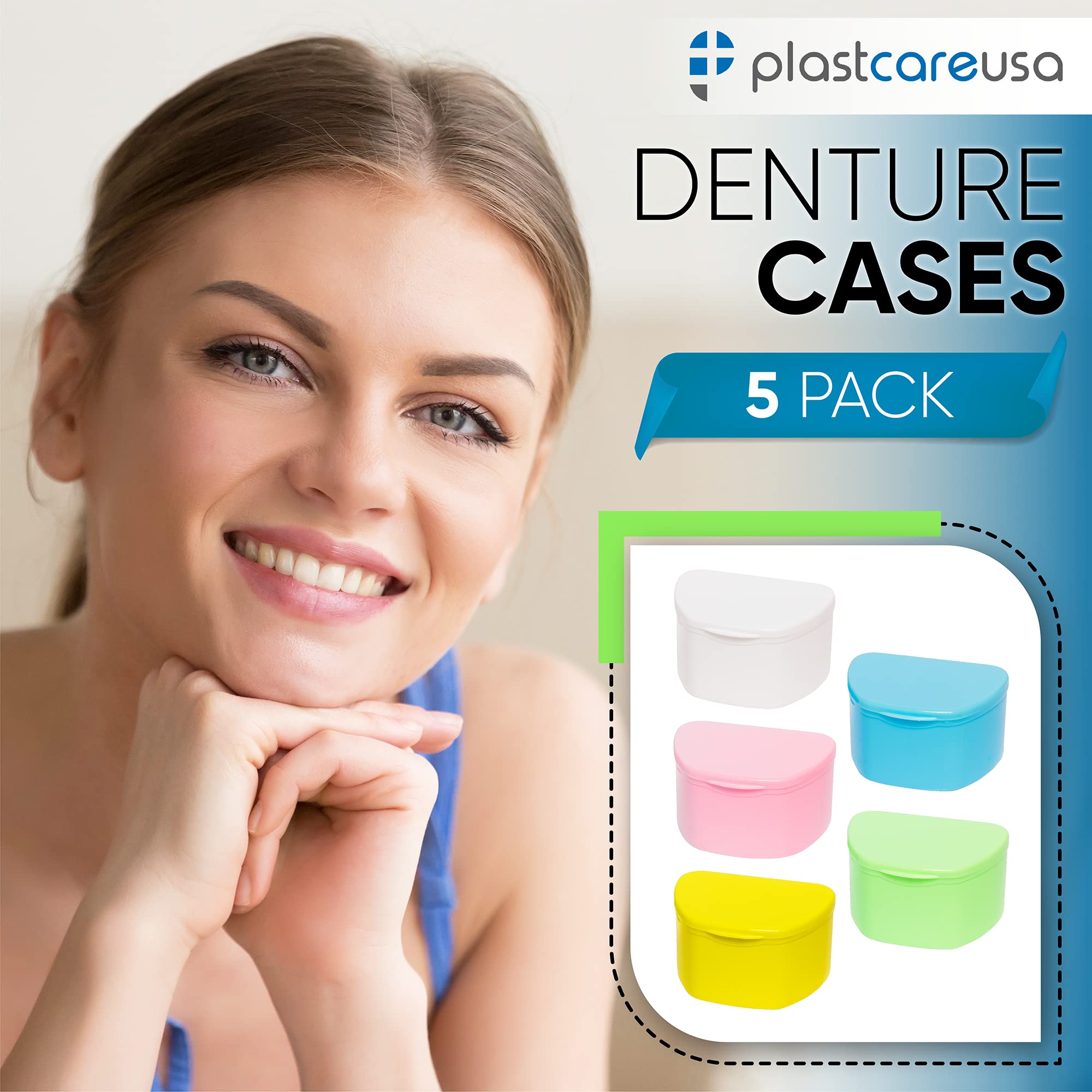 Denture case in white from the 5 color pack