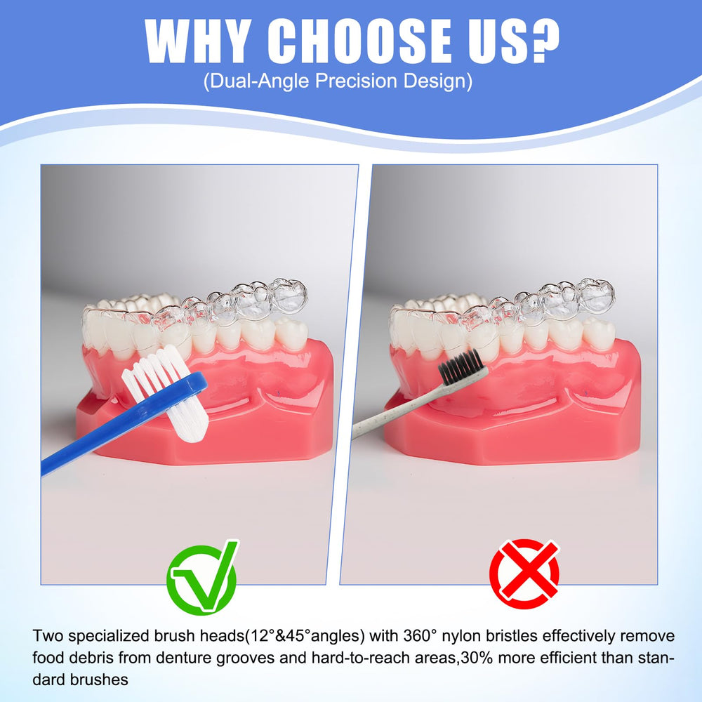 Anti-slip ergonomic handle on denture brush