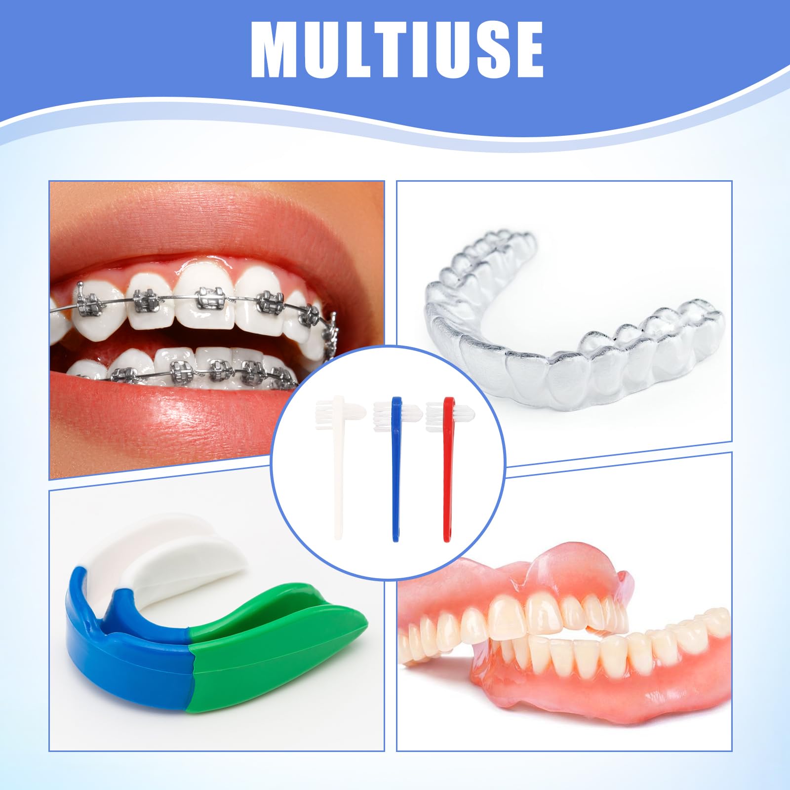 Portable compact denture toothbrush