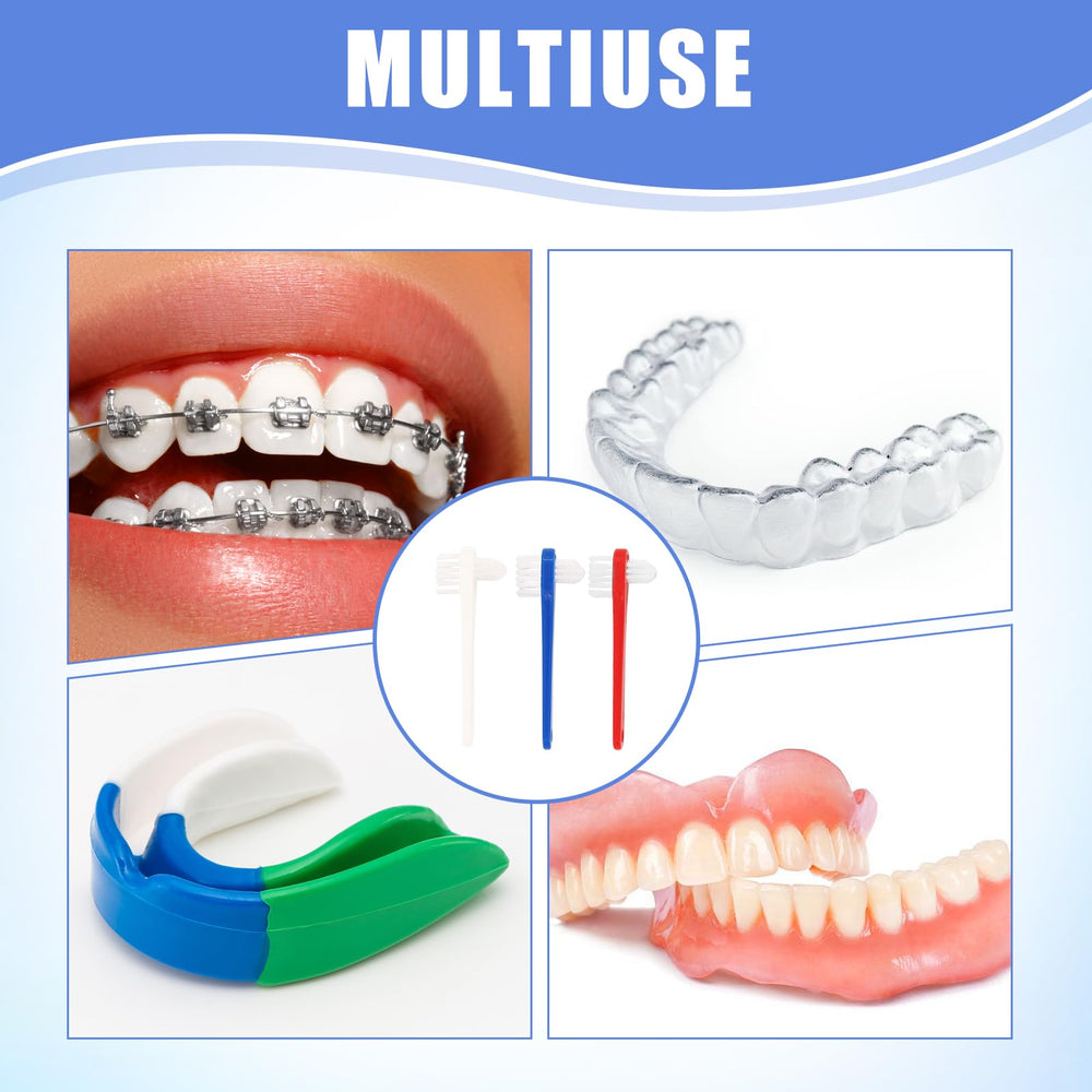 Portable compact denture toothbrush